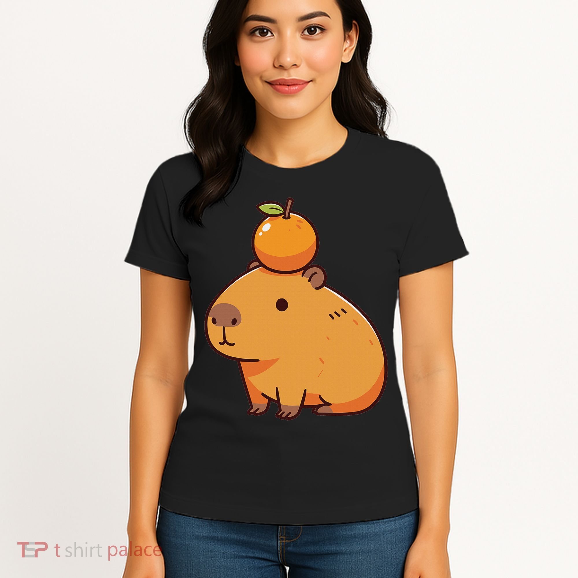 Capybara With Orange On The Head Capybara Women's T-Shirt
