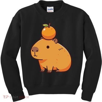 Capybara With Orange On The Head Capybara Kids Sweatshirt
