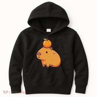 Capybara With Orange On The Head Capybara Kids Hoodie