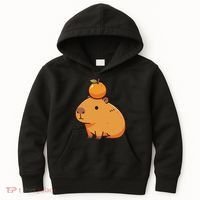 Capybara With Orange On The Head Capybara Kids Hoodie thumb 0