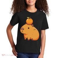 Capybara With Orange On The Head Capybara Kids T-Shirt thumb 2