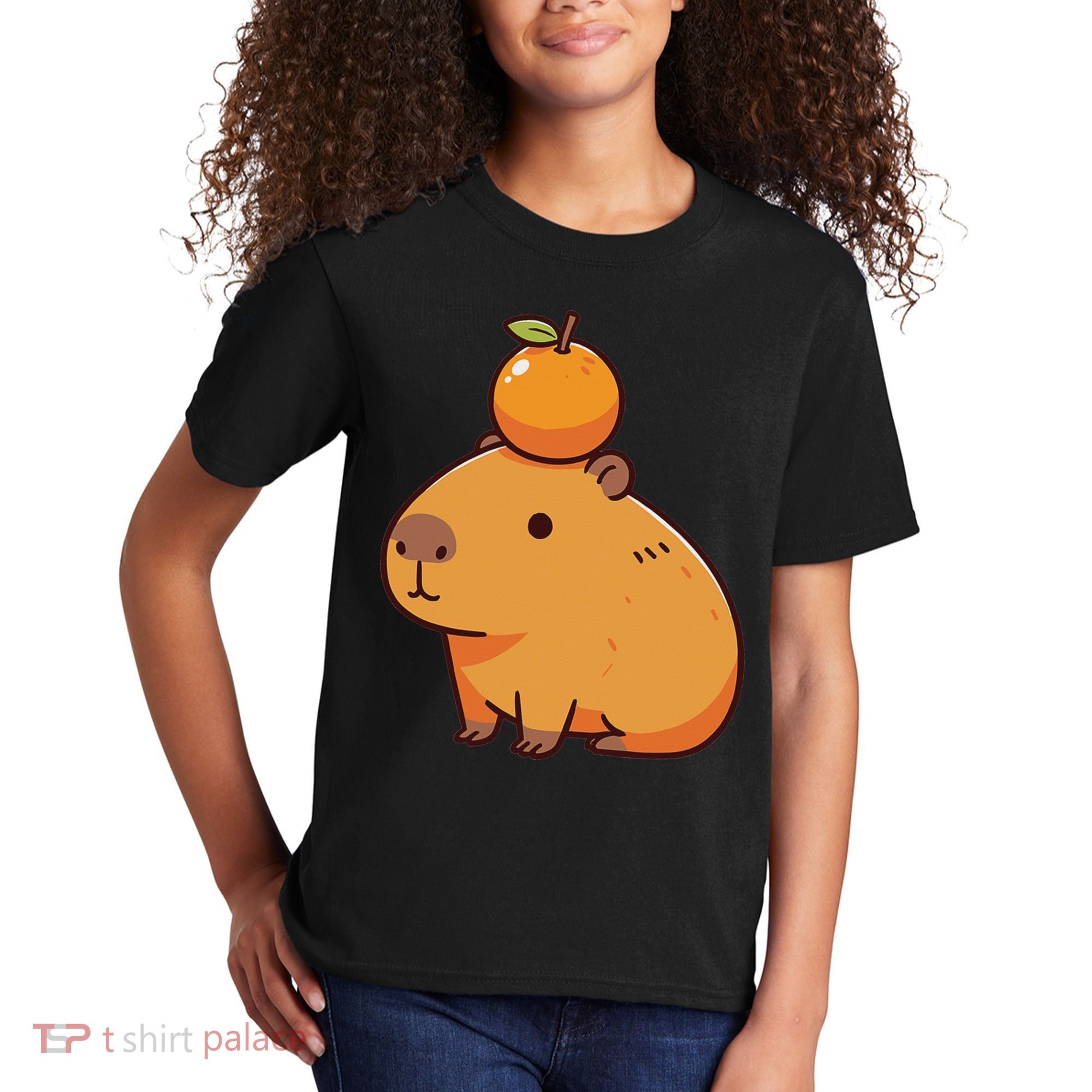 Capybara With Orange On The Head Capybara Kids T-Shirt