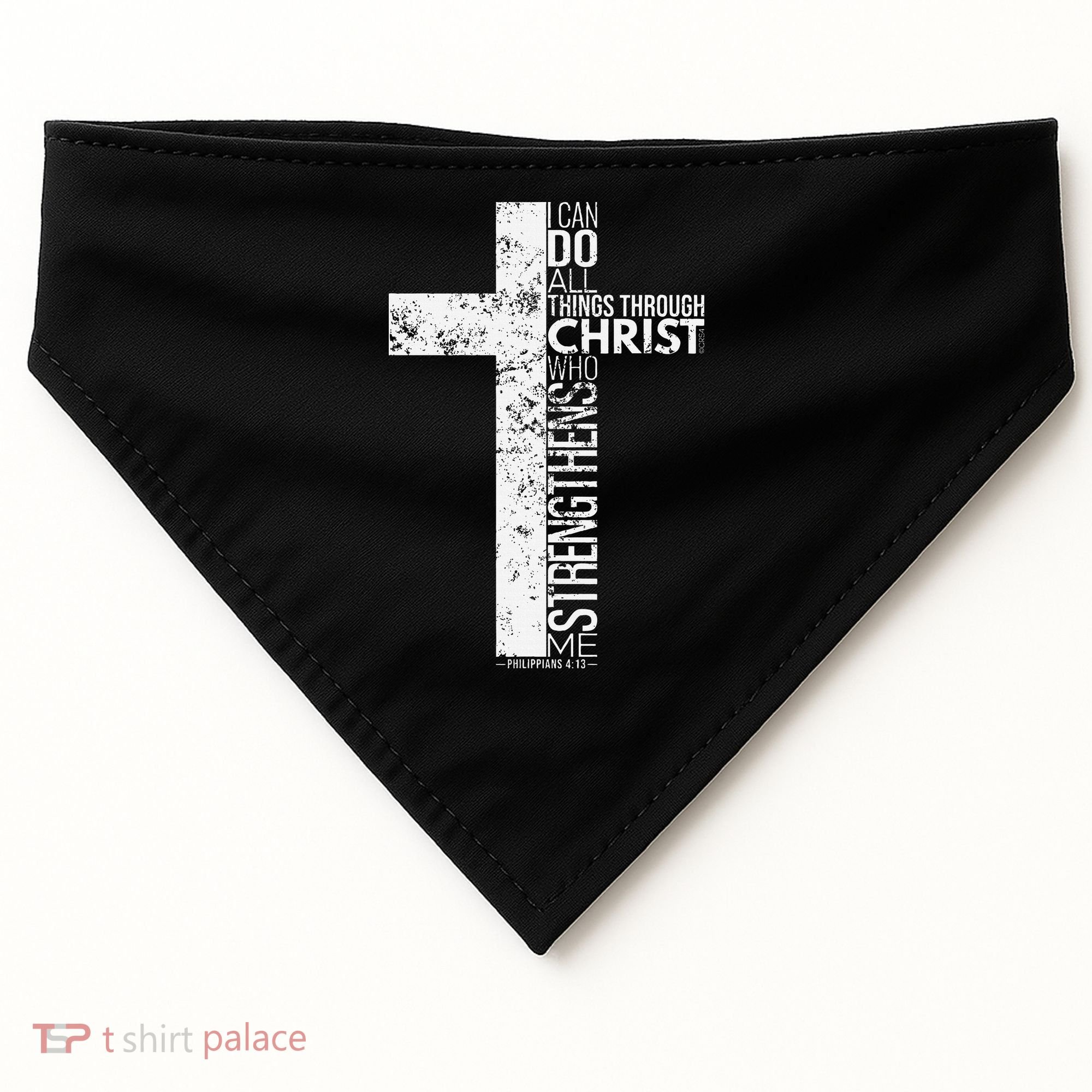 Cross With Philippians 413 Christian USA-Made Doggie Bandana