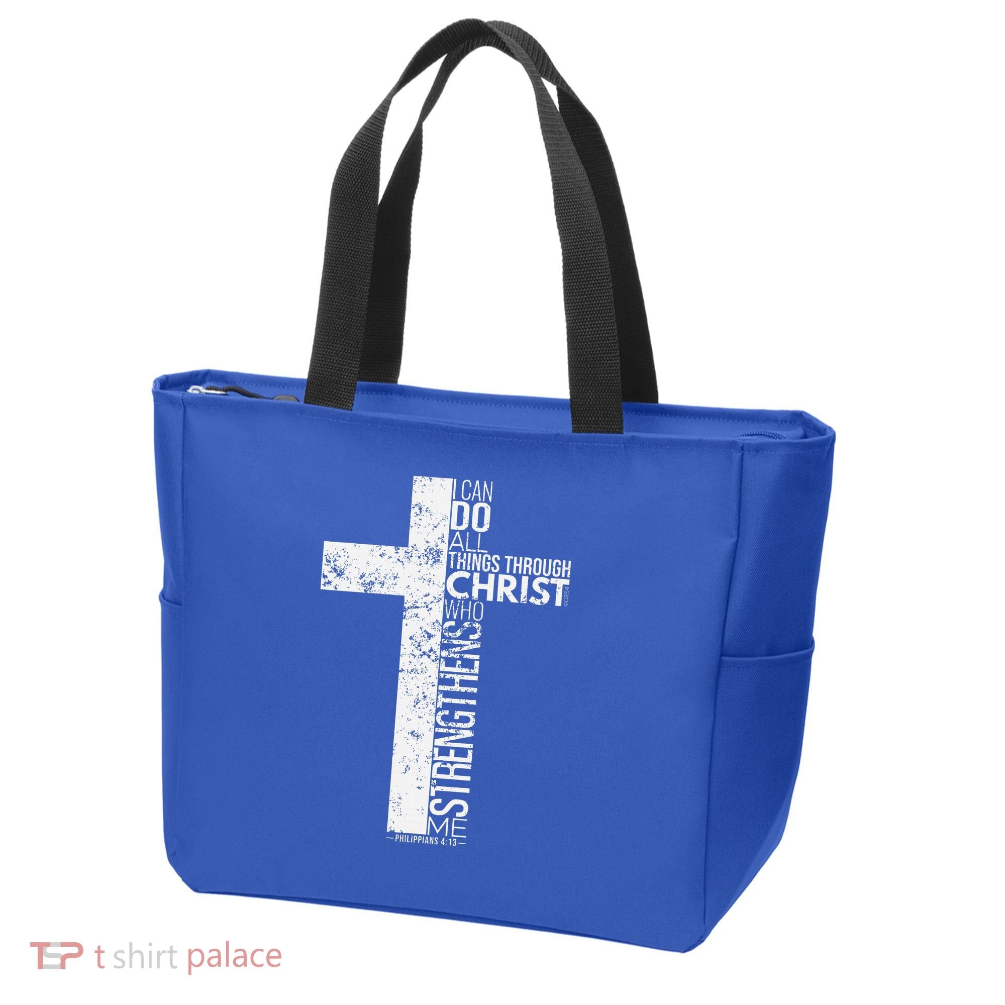 Cross With Philippians 413 Christian Tote Bag