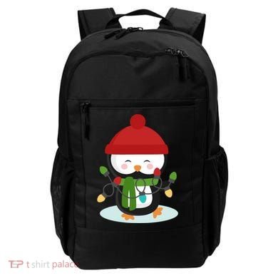 Cute Winter Penguin Christmas Lights Backpack