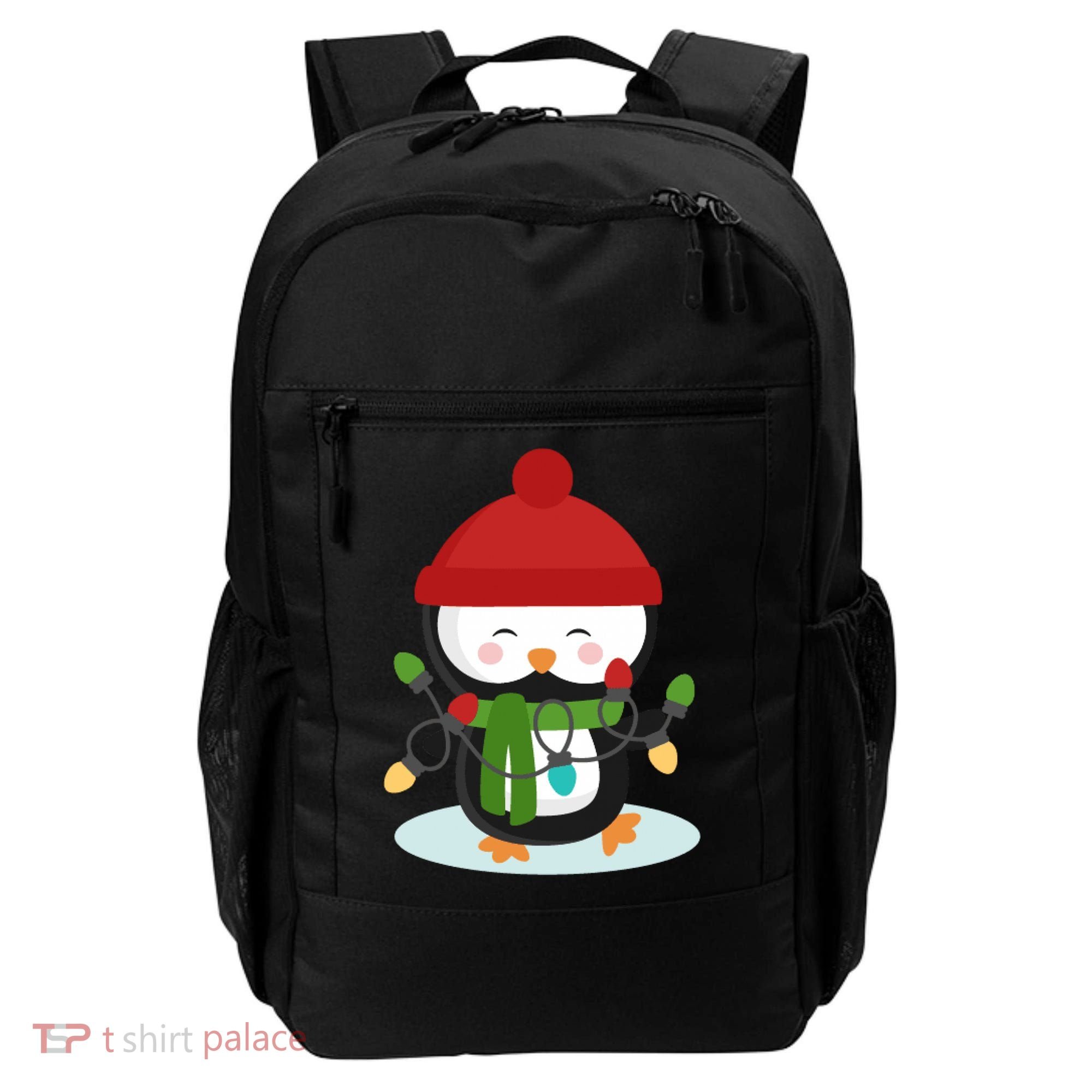 Cute Winter Penguin Christmas Lights Backpack