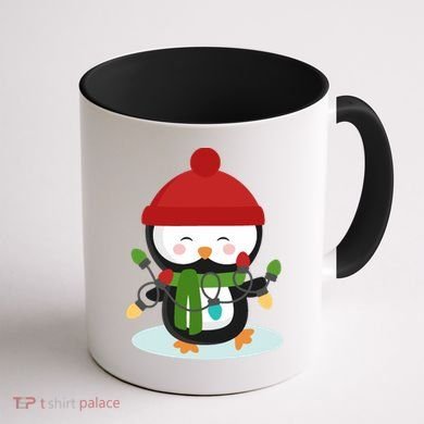 Cute Winter Penguin Christmas Lights Coffee Mug back