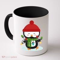 Cute Winter Penguin Christmas Lights Coffee Mug thumb 0
