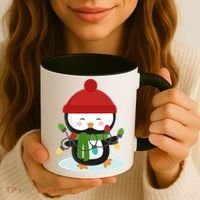 Cute Winter Penguin Christmas Lights Coffee Mug thumb 3