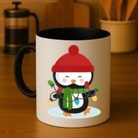 Cute Winter Penguin Christmas Lights Coffee Mug thumb 4