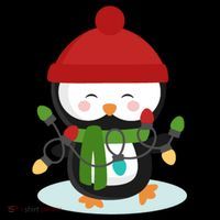Cute Winter Penguin Christmas Lights Mousepad thumb 1