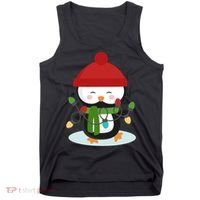 Cute Winter Penguin Christmas Lights Tank Top thumb 0
