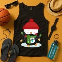 Cute Winter Penguin Christmas Lights Tank Top thumb 4