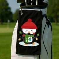 Cute Winter Penguin Christmas Lights Golf Towel thumb 2