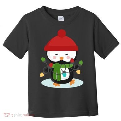 Cute Winter Penguin Christmas Lights Toddler T-Shirt