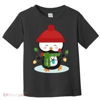 Cute Winter Penguin Christmas Lights Toddler T-Shirt thumb 0