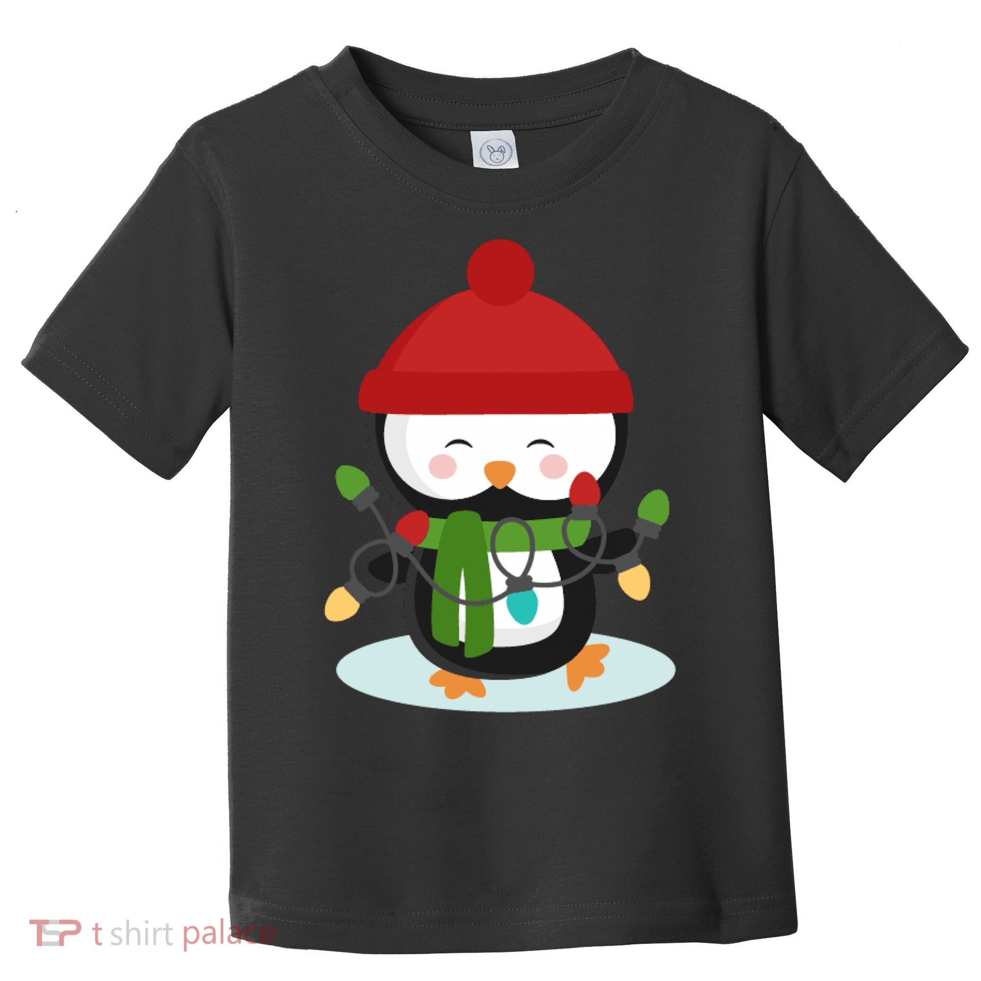 Cute Winter Penguin Christmas Lights Toddler T-Shirt
