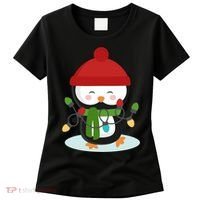 Cute Winter Penguin Christmas Lights Women's T-Shirt thumb 0