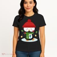 Cute Winter Penguin Christmas Lights Women's T-Shirt thumb 4