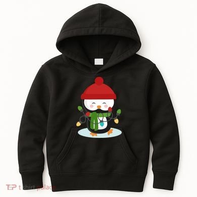 Cute Winter Penguin Christmas Lights Kids Hoodie