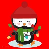 Cute Winter Penguin Christmas Lights Santa Hat thumb 1