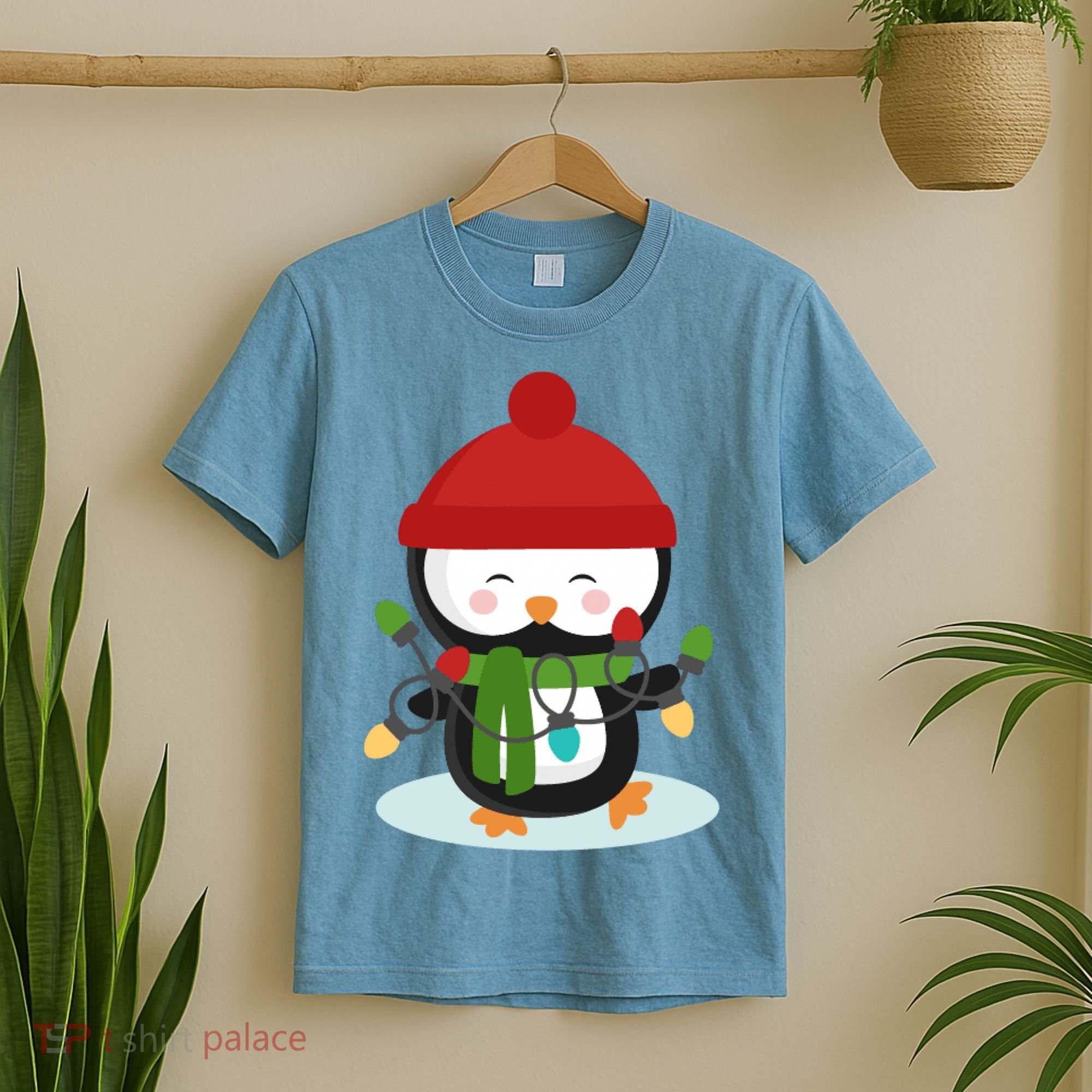Cute Winter Penguin Christmas Lights T-Shirt