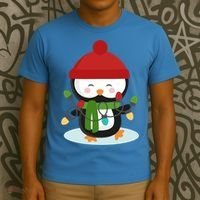 Cute Winter Penguin Christmas Lights T-Shirt thumb 3