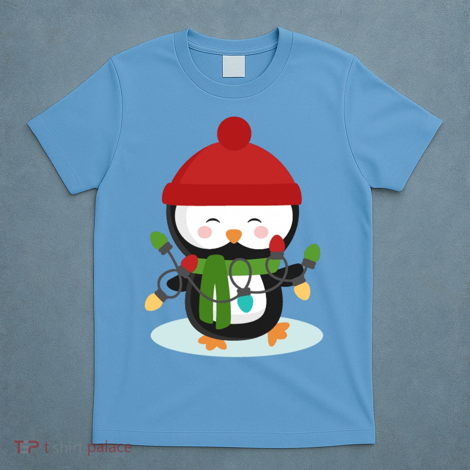 Cute Winter Penguin Christmas Lights T-Shirt