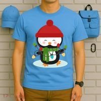 Cute Winter Penguin Christmas Lights T-Shirt thumb 5