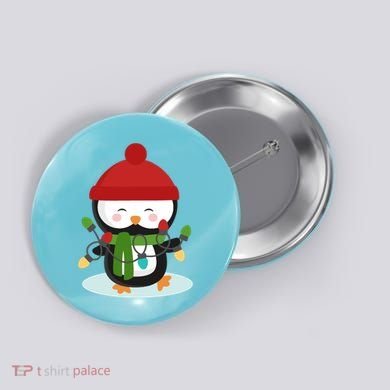 Cute Winter Penguin Christmas Lights Button