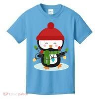 Cute Winter Penguin Christmas Lights Kids T-Shirt thumb 0