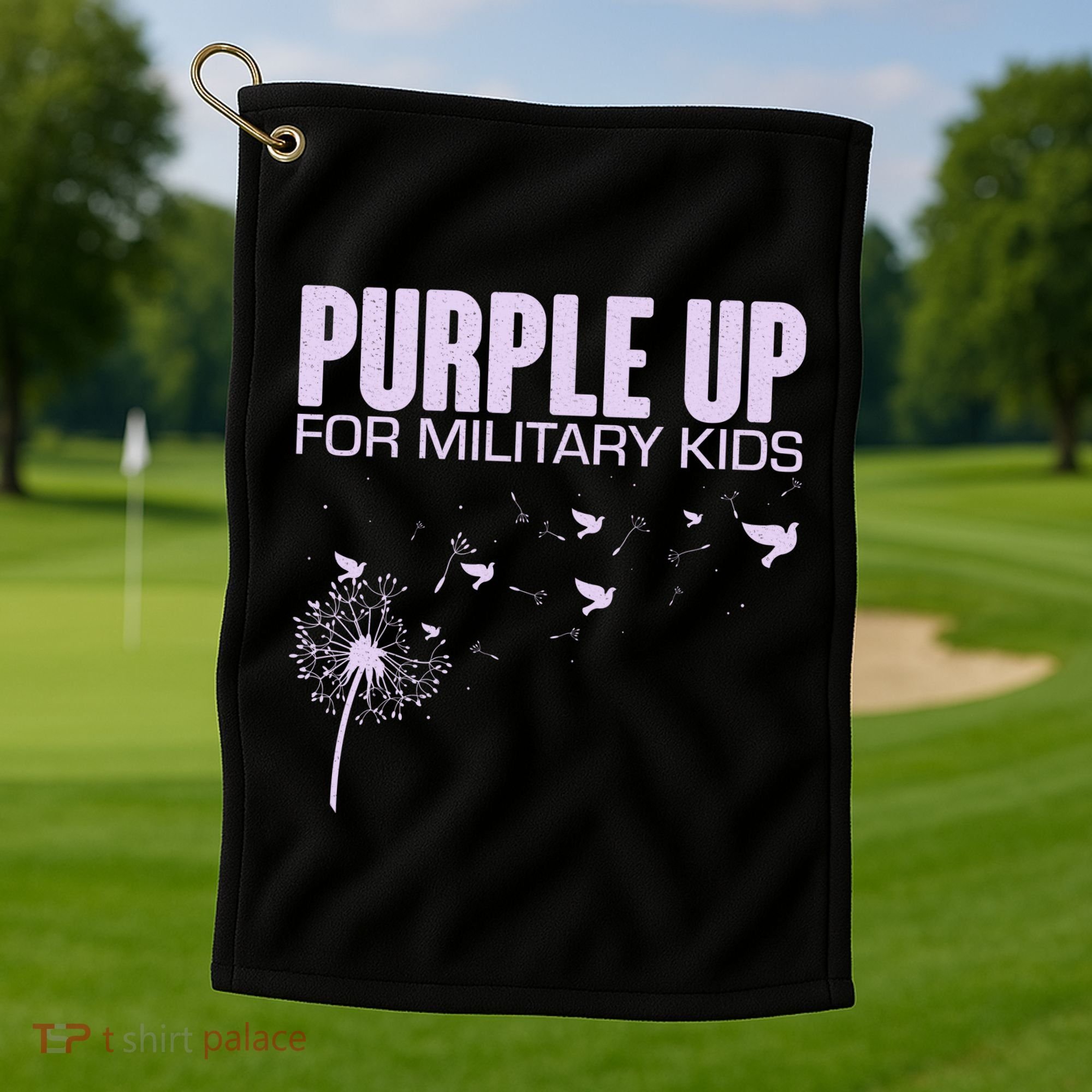 Cute Wear Purple Dandelion Dove Birds Golf Towel