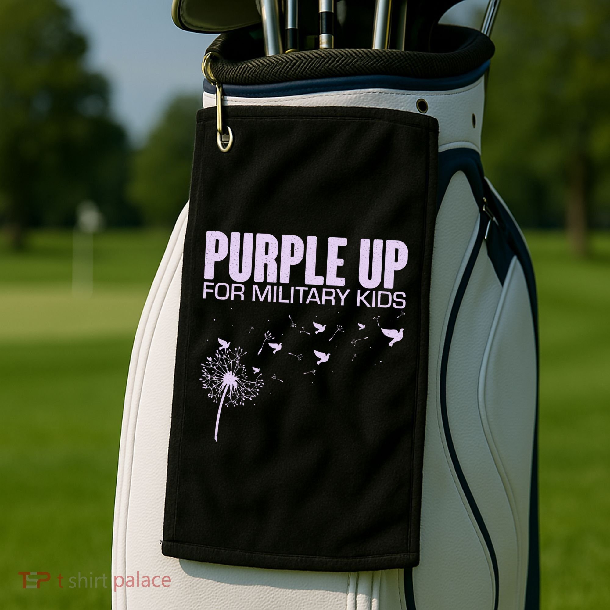 Cute Wear Purple Dandelion Dove Birds Golf Towel