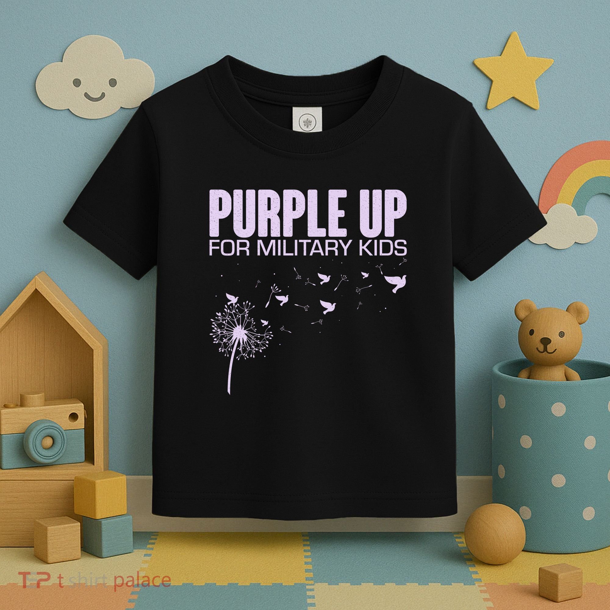 Cute Wear Purple Dandelion Dove Birds Toddler T-Shirt