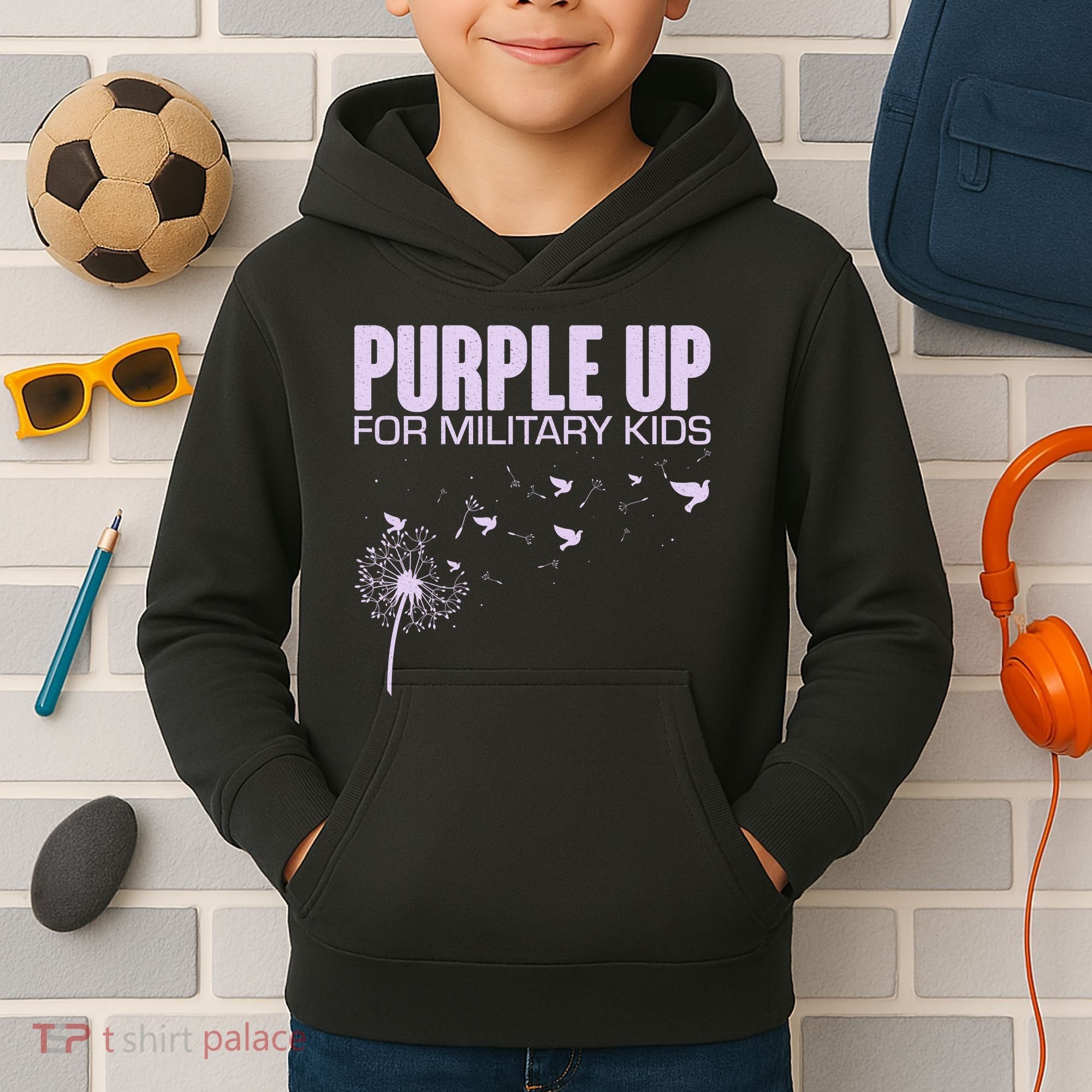 Cute Wear Purple Dandelion Dove Birds Kids Hoodie