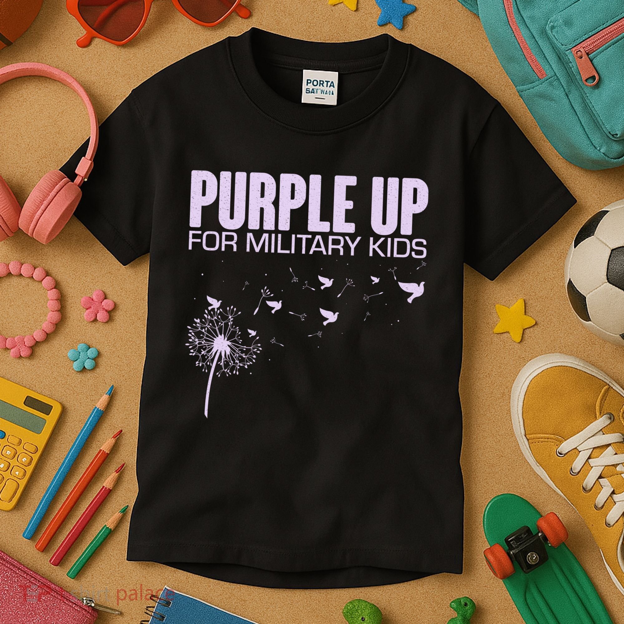 Cute Wear Purple Dandelion Dove Birds Kids T-Shirt