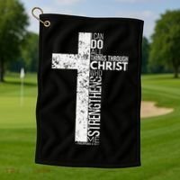 Cross With Philippians 413 Christian Golf Towel thumb 1
