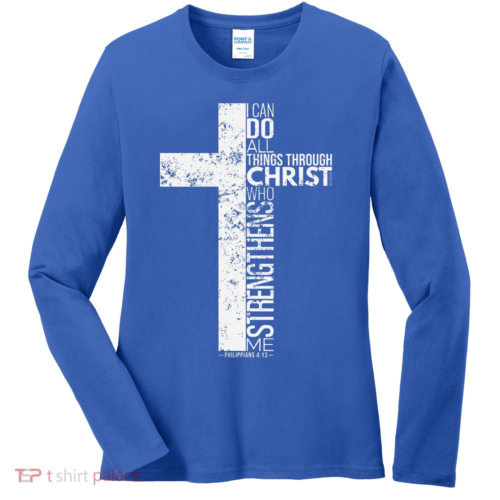 Cross With Philippians 413 Christian Women's Long Sleeve Shirt