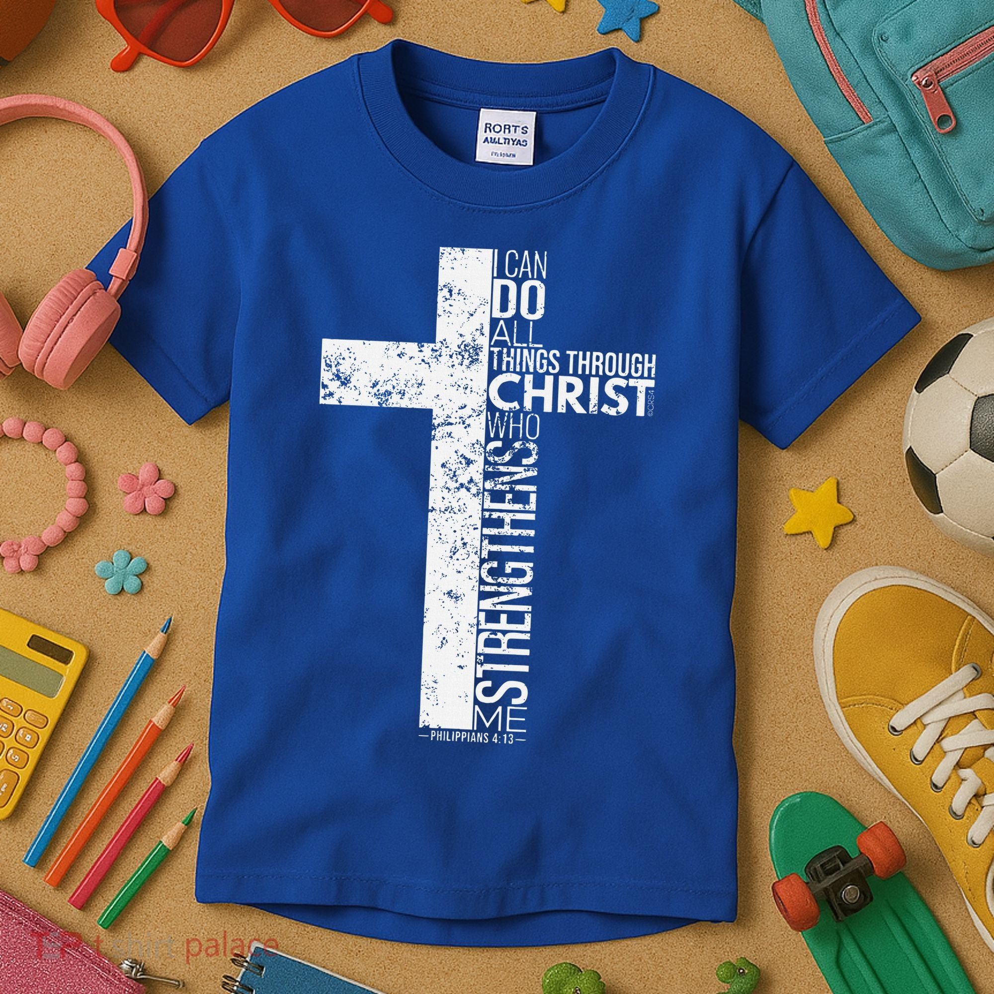 Cross With Philippians 413 Christian Kids T-Shirt