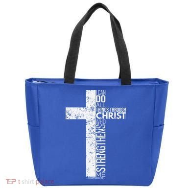 Cross With Philippians 413 Christian Tote Bag