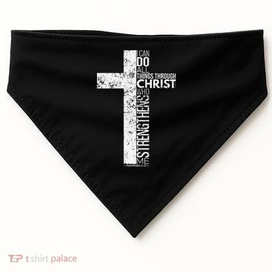 Cross With Philippians 413 Christian USA-Made Doggie Bandana
