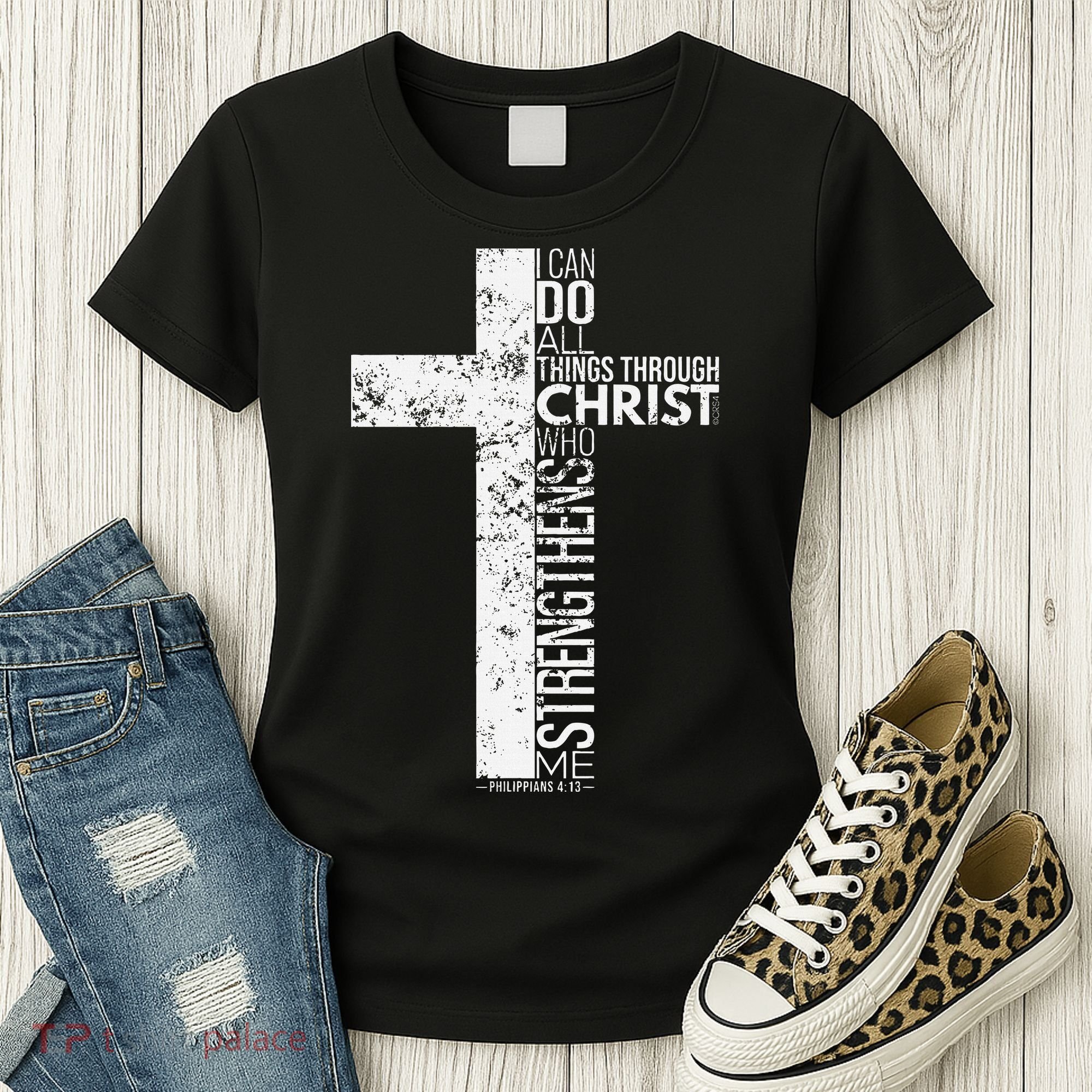 Cross With Philippians 413 Christian Women's T-Shirt