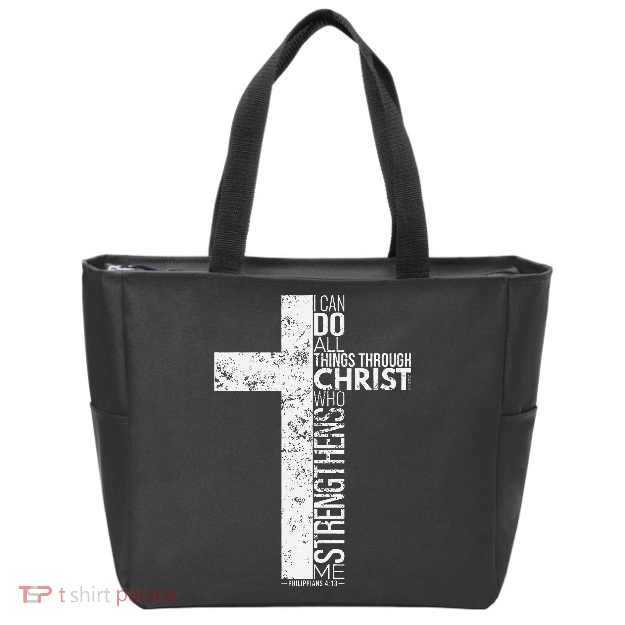 Cross With Philippians 413 Christian Tote Bag