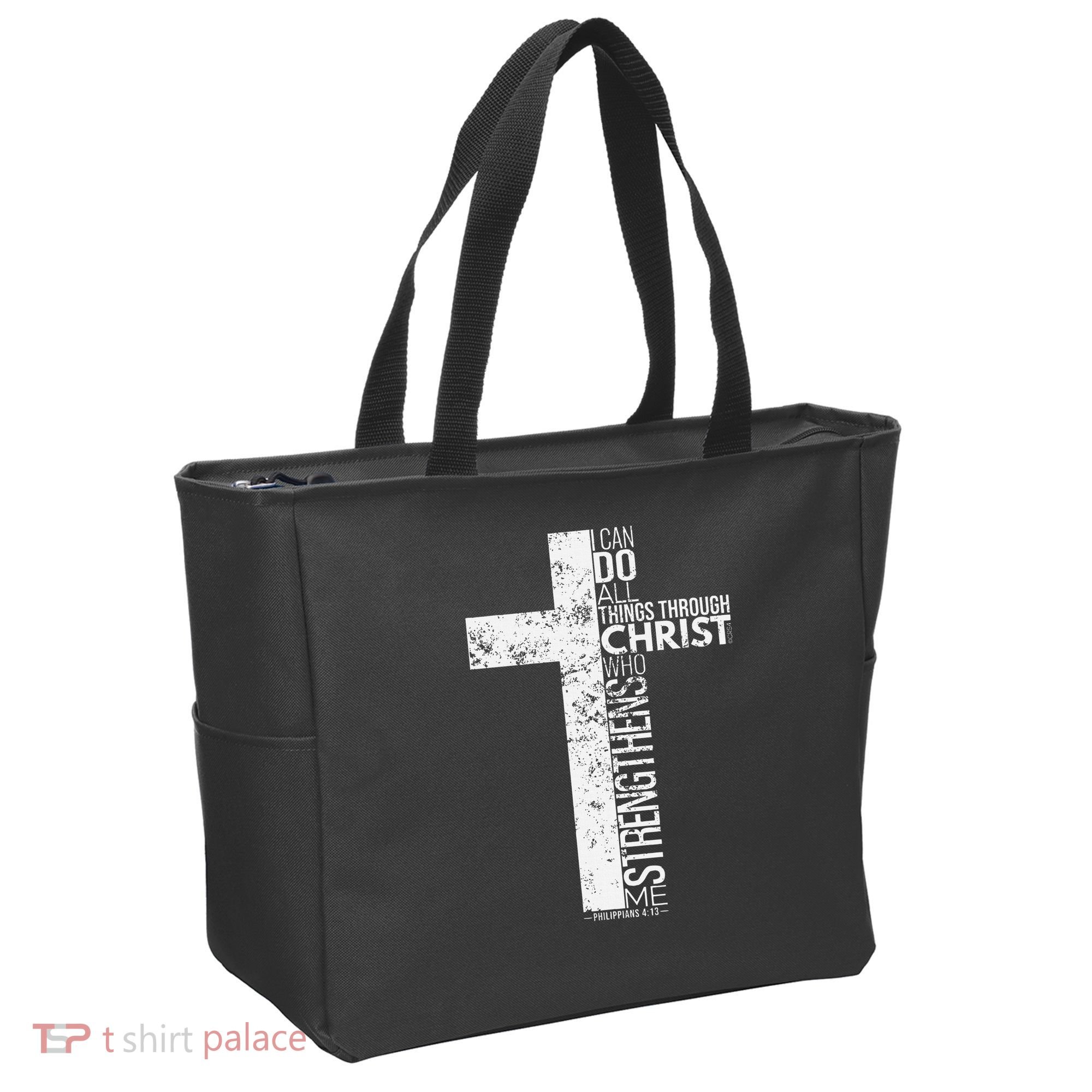 Cross With Philippians 413 Christian Tote Bag
