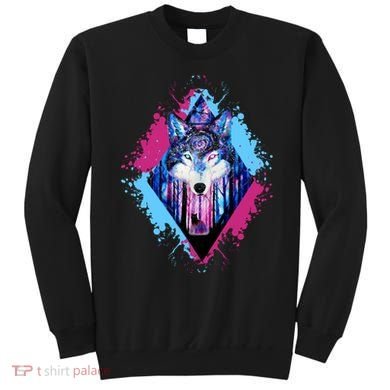 Colorful Wolf Painting Wolves Lover Sweatshirt