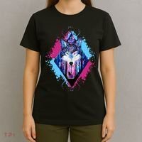 Colorful Wolf Painting Wolves Lover T-Shirt thumb 4