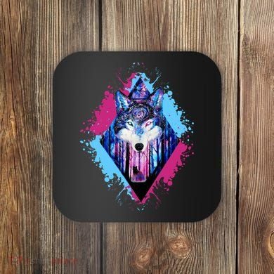 Colorful Wolf Painting Wolves Lover Coaster