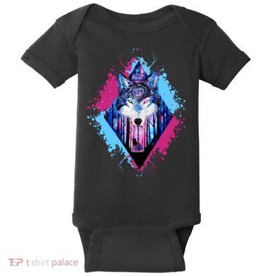 Colorful Wolf Painting Wolves Lover Baby Bodysuit