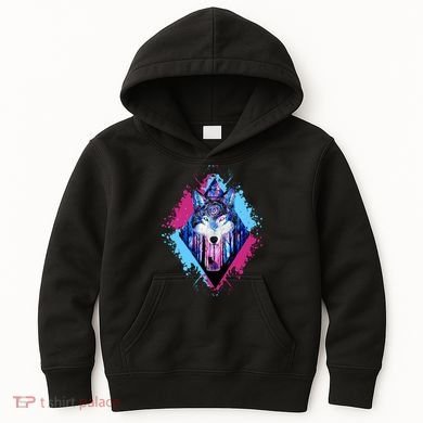 Colorful Wolf Painting Wolves Lover Kids Hoodie