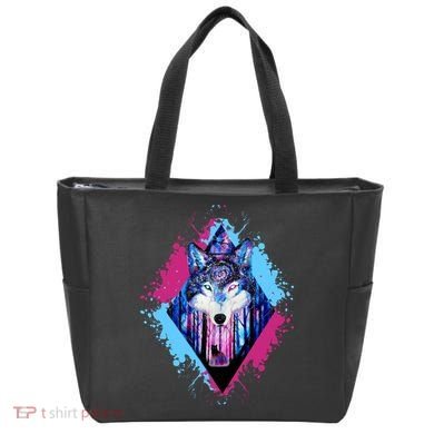 Colorful Wolf Painting Wolves Lover Tote Bag